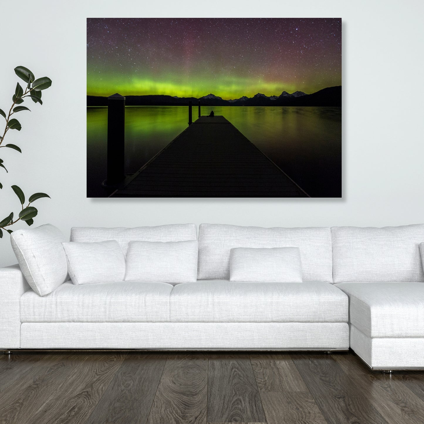 Aurora On The Lake Wall Art Canvas Print