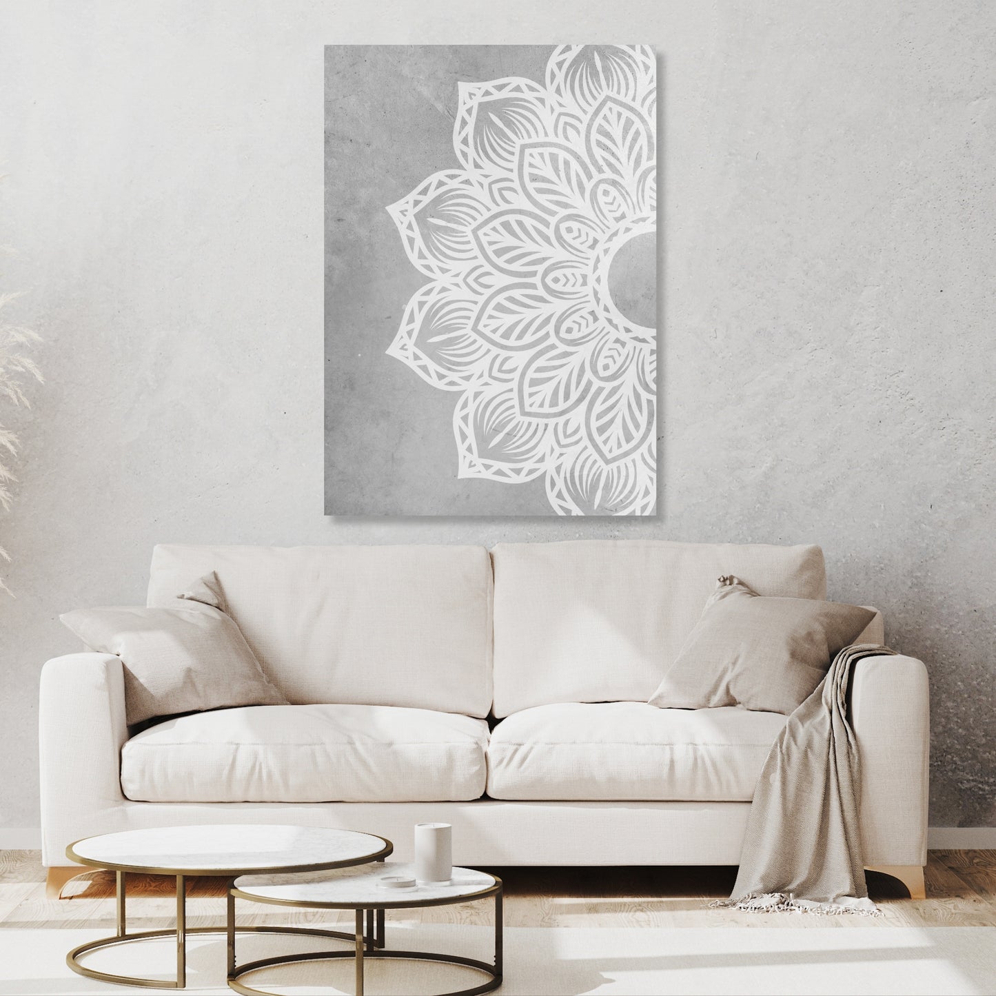 Celestial Flower Mandala Wall Art Canvas Print