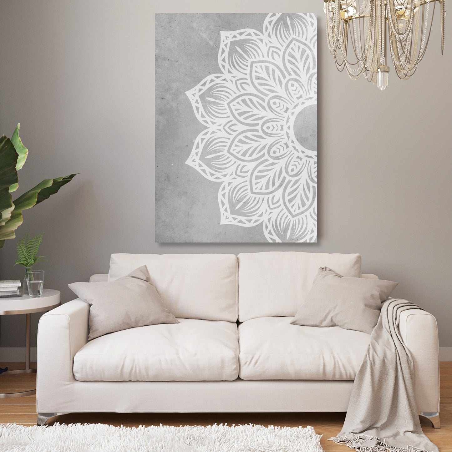 Celestial Flower Mandala Wall Art Canvas Print