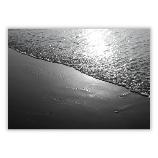 Ocean Shore (Black & White) Wall Art Canvas Print