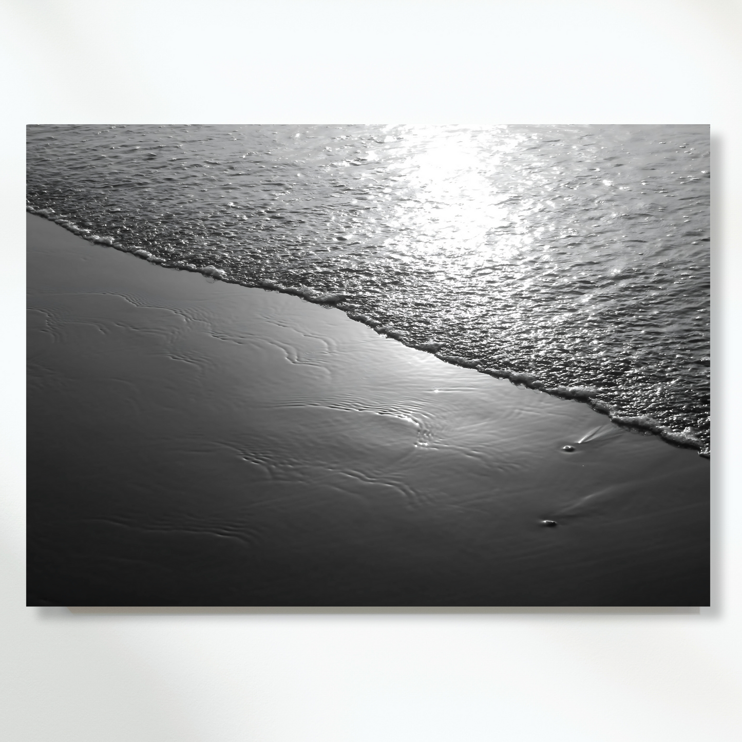 Ocean Shore (Black & White) Wall Art Canvas Print