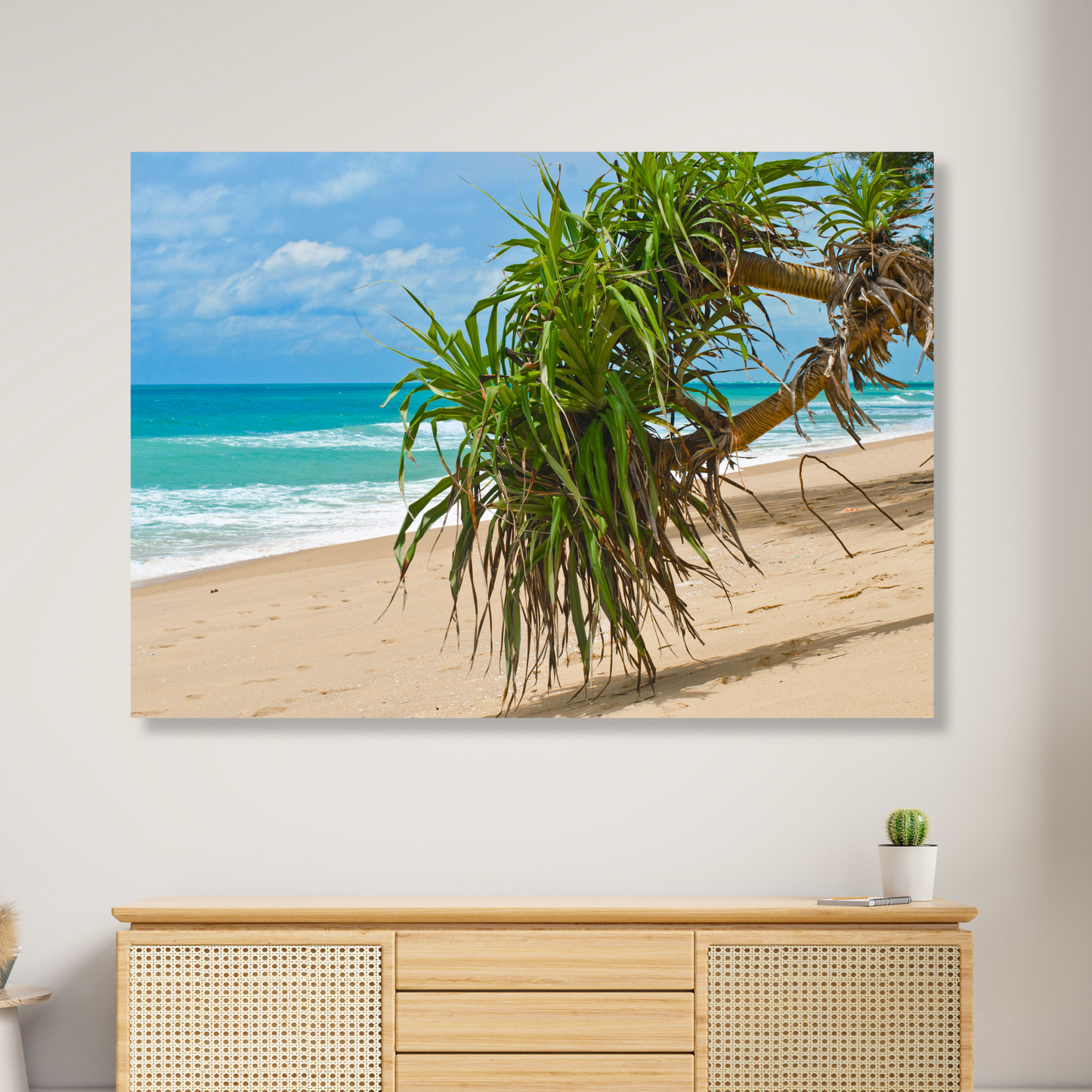 Pandanus On The Beach Wall Art Canvas Print