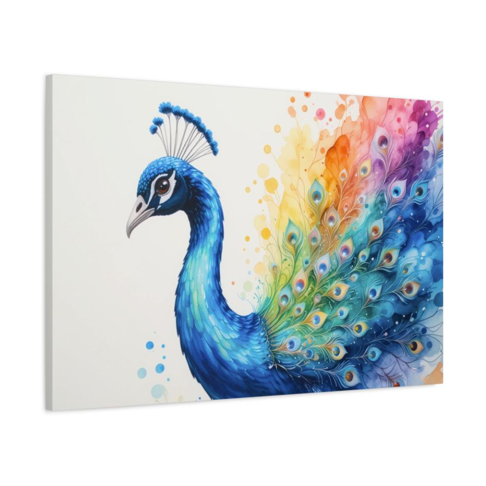 Peacock In Colour Wall Art Canvas Print