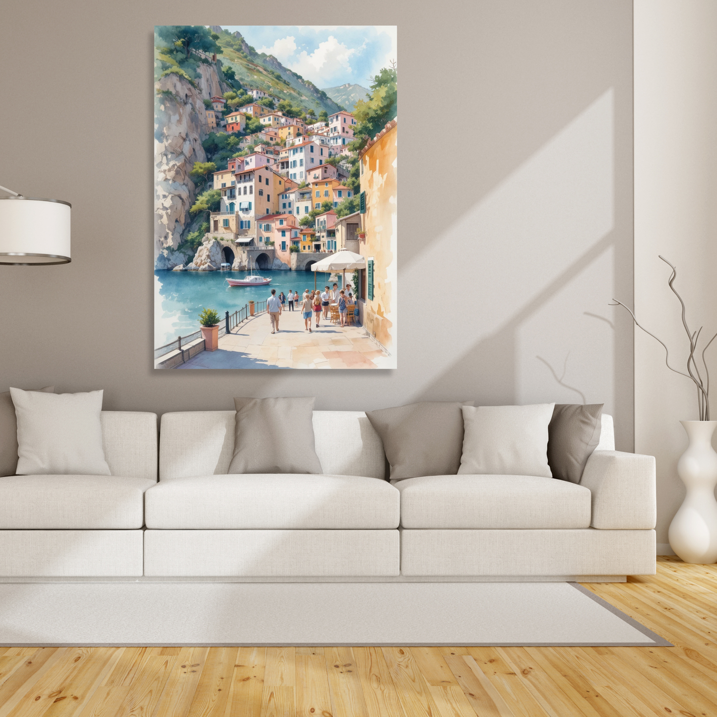 Positano Italy Watercolour Wall Art Canvas Print