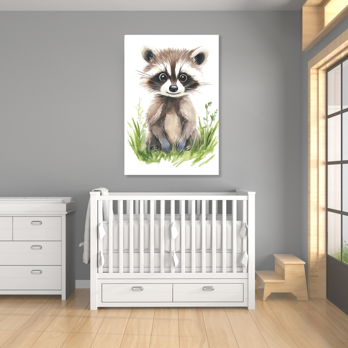 Roberto Raccoon Canvas Wall Art Print