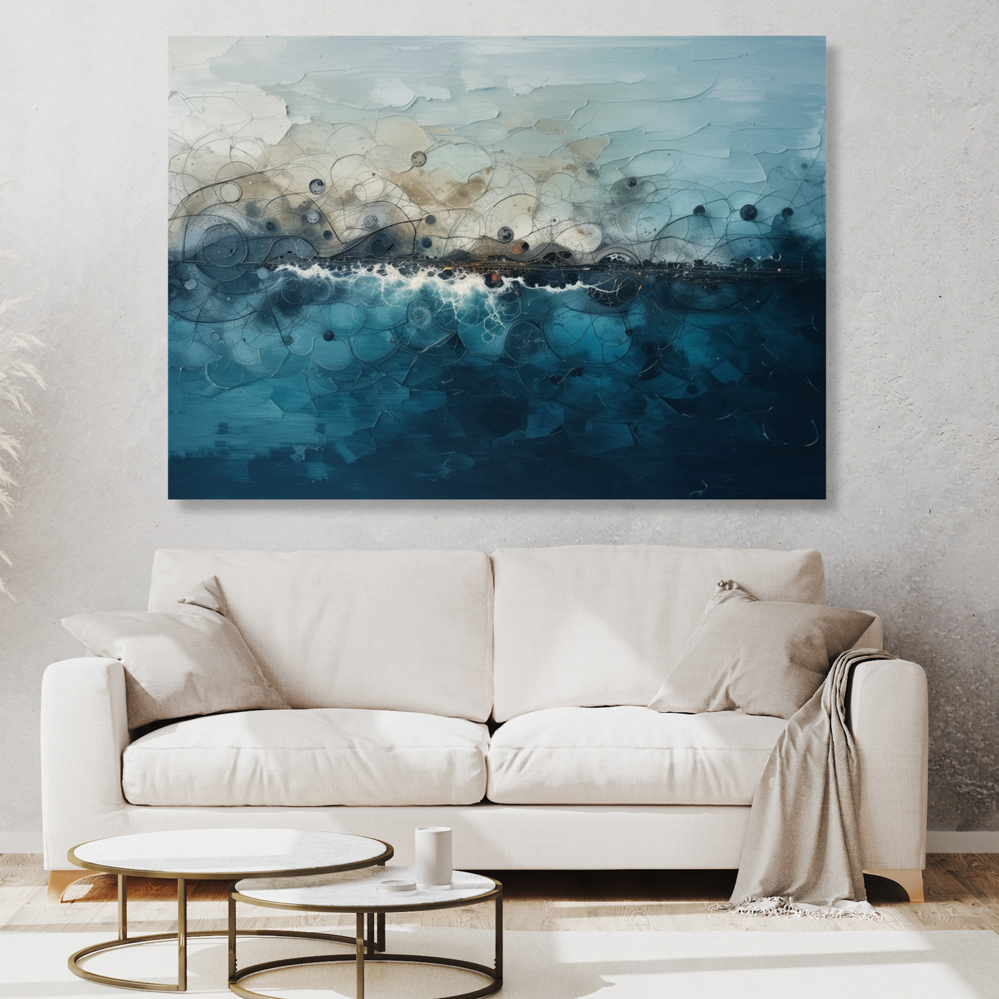 Ocean Meets Shore Abstract Wall Art Canvas Print