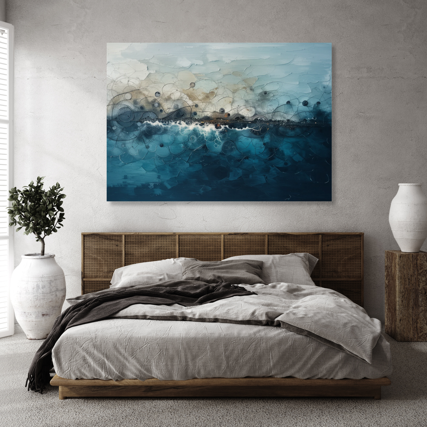 Ocean Meets Shore Abstract Wall Art Canvas Print