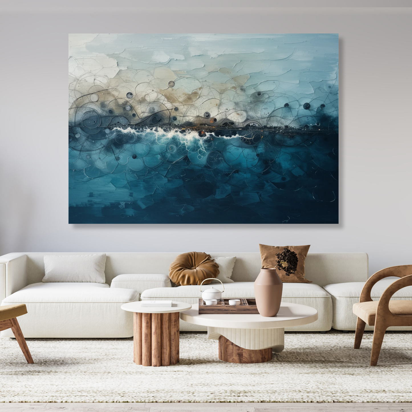 Ocean Meets Shore Abstract Wall Art Canvas Print