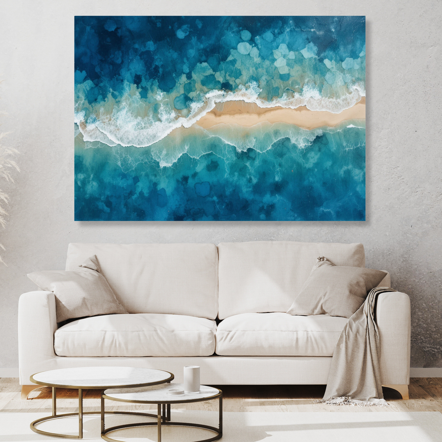 Ocean Sandbar Abstract Wall Art Canvas Print
