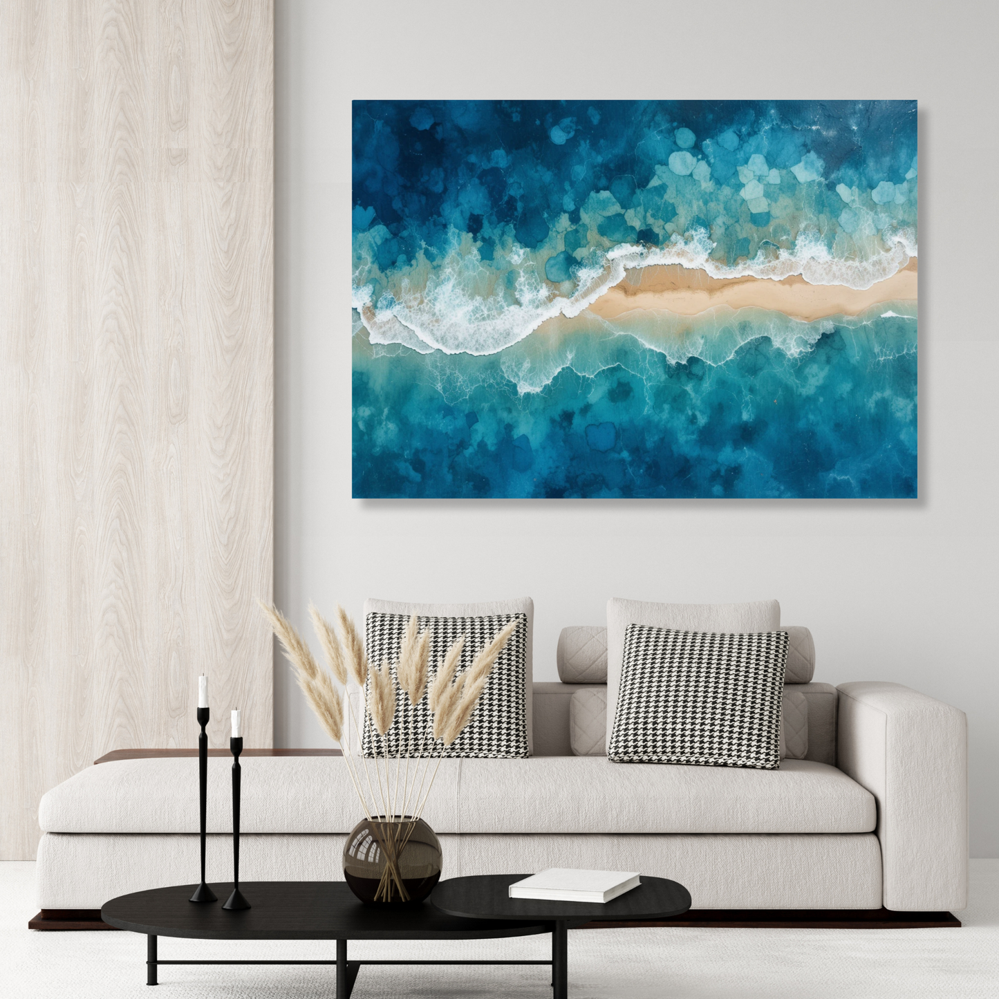 Ocean Sandbar Abstract Wall Art Canvas Print
