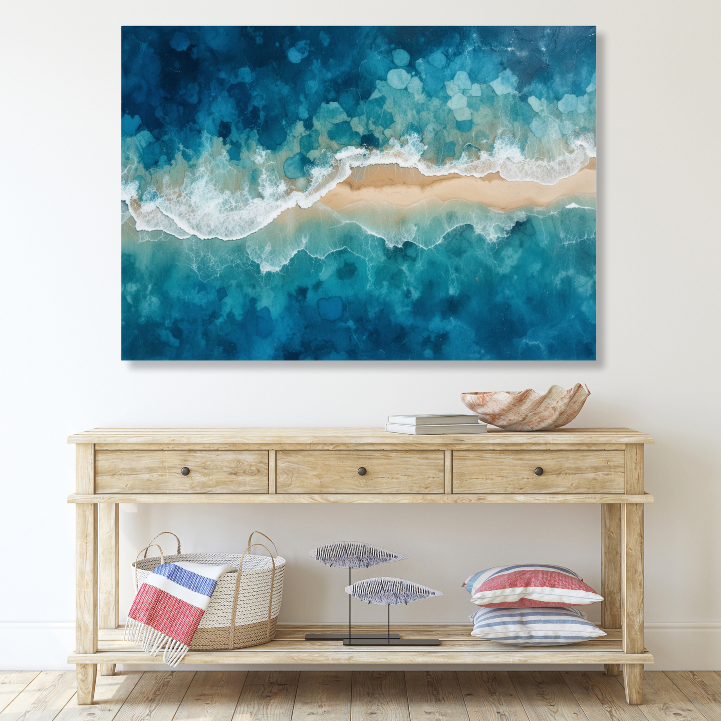 Ocean Sandbar Abstract Wall Art Canvas Print