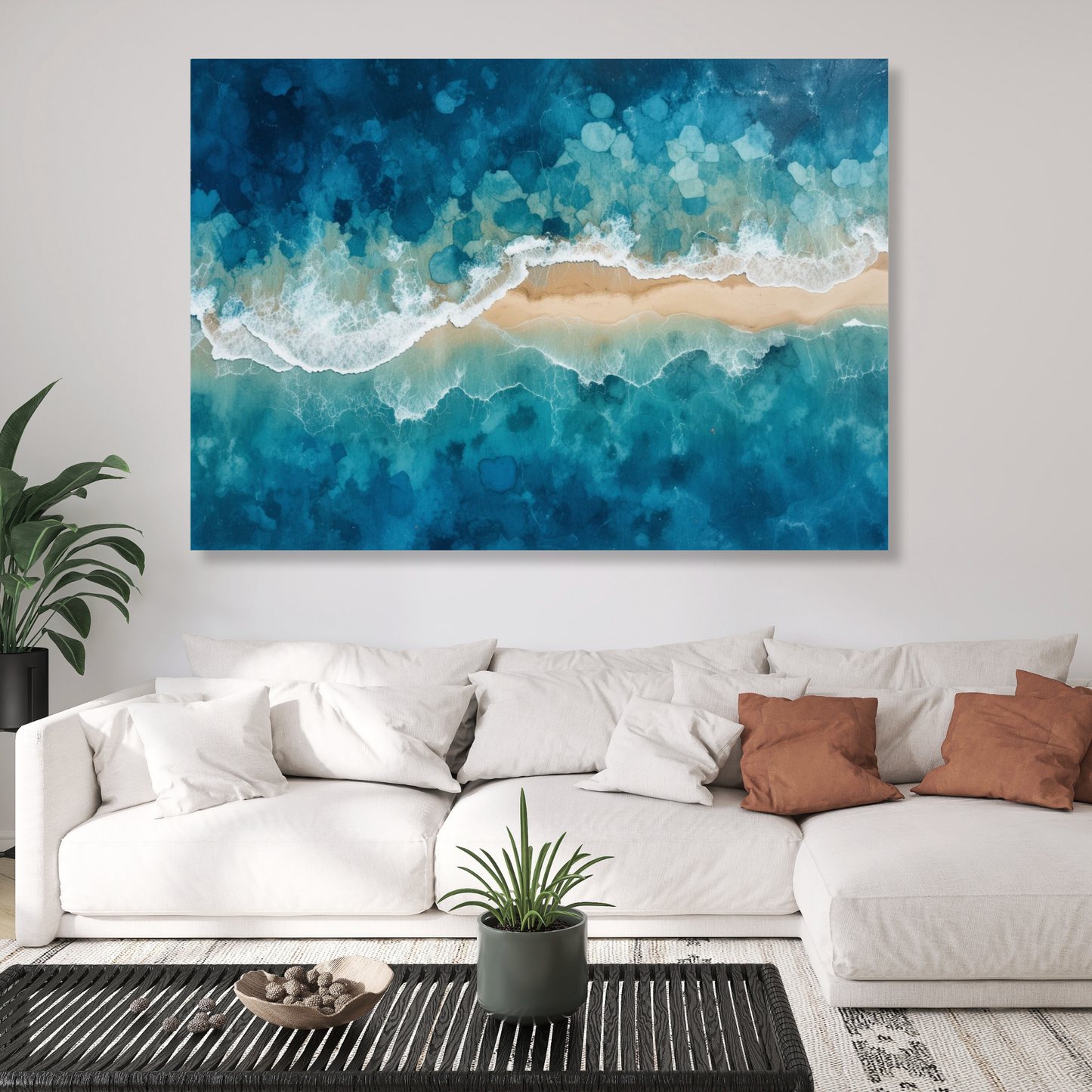 Ocean Sandbar Abstract Wall Art Canvas Print