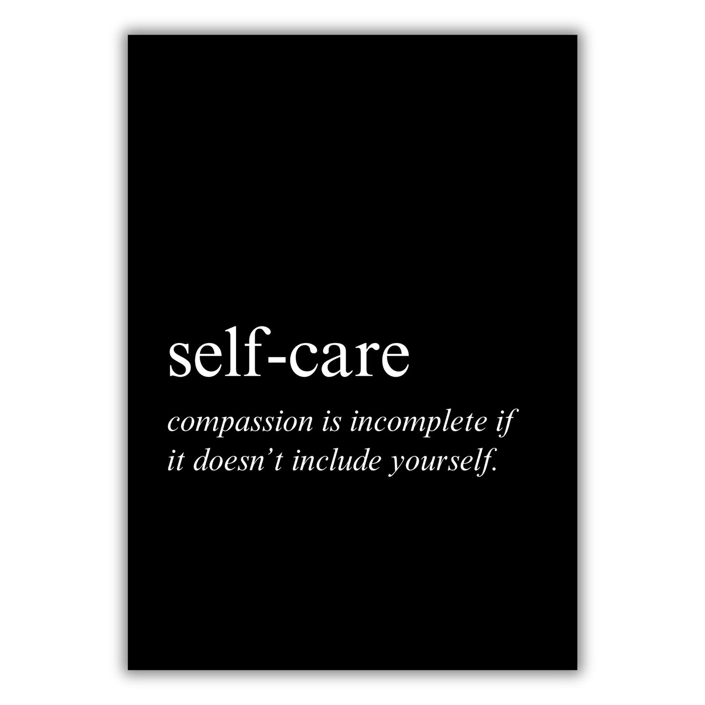 Self-Care on Black Inspirational Wall Art Canvas Print