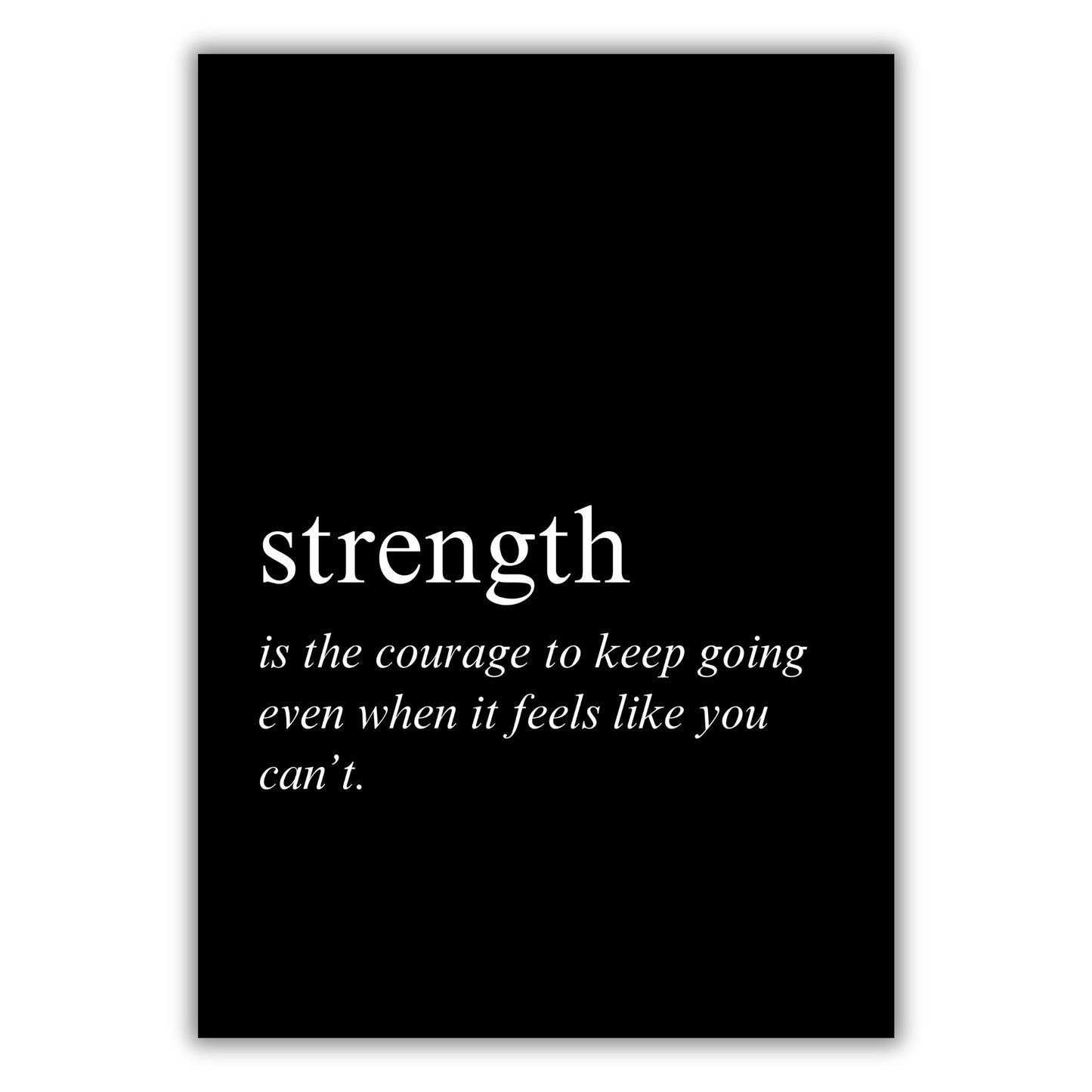 Strength on Black Inspirational Wall Art Canvas Print