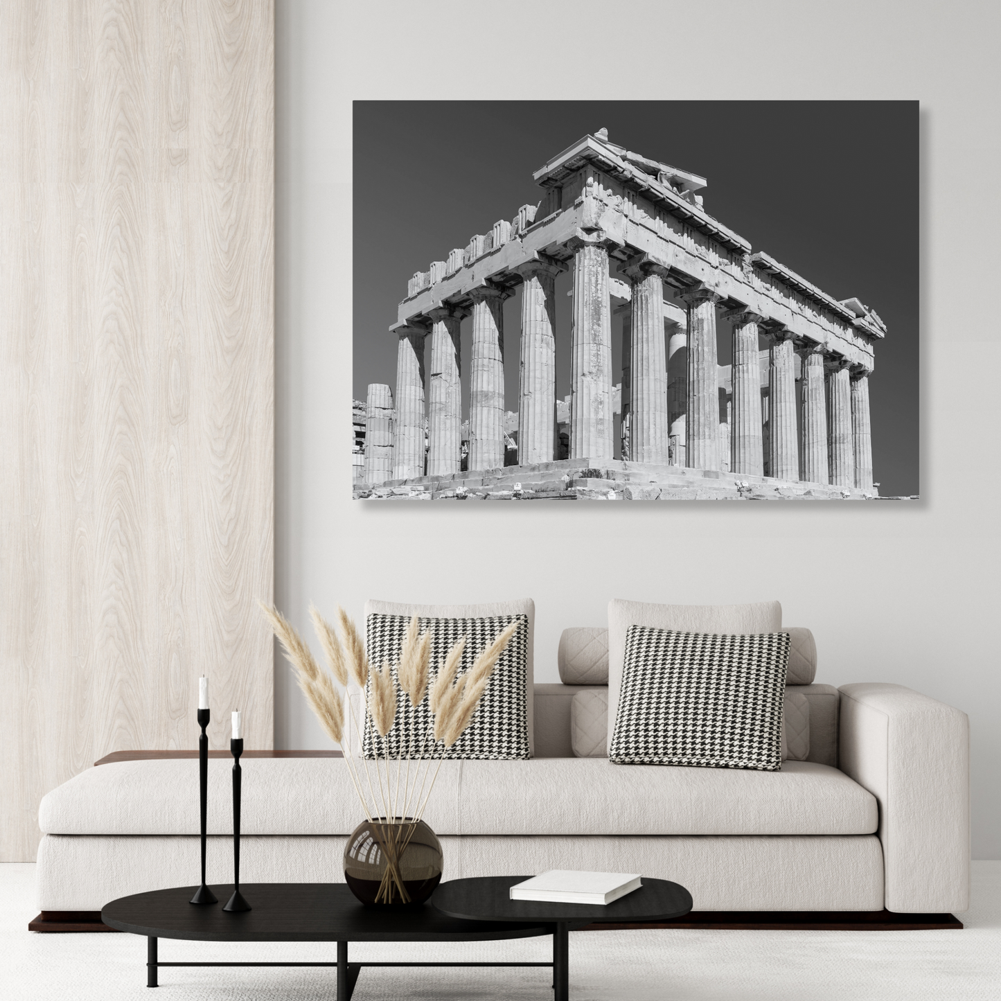 The Acropolis (Black & White) Wall Art Canvas Print