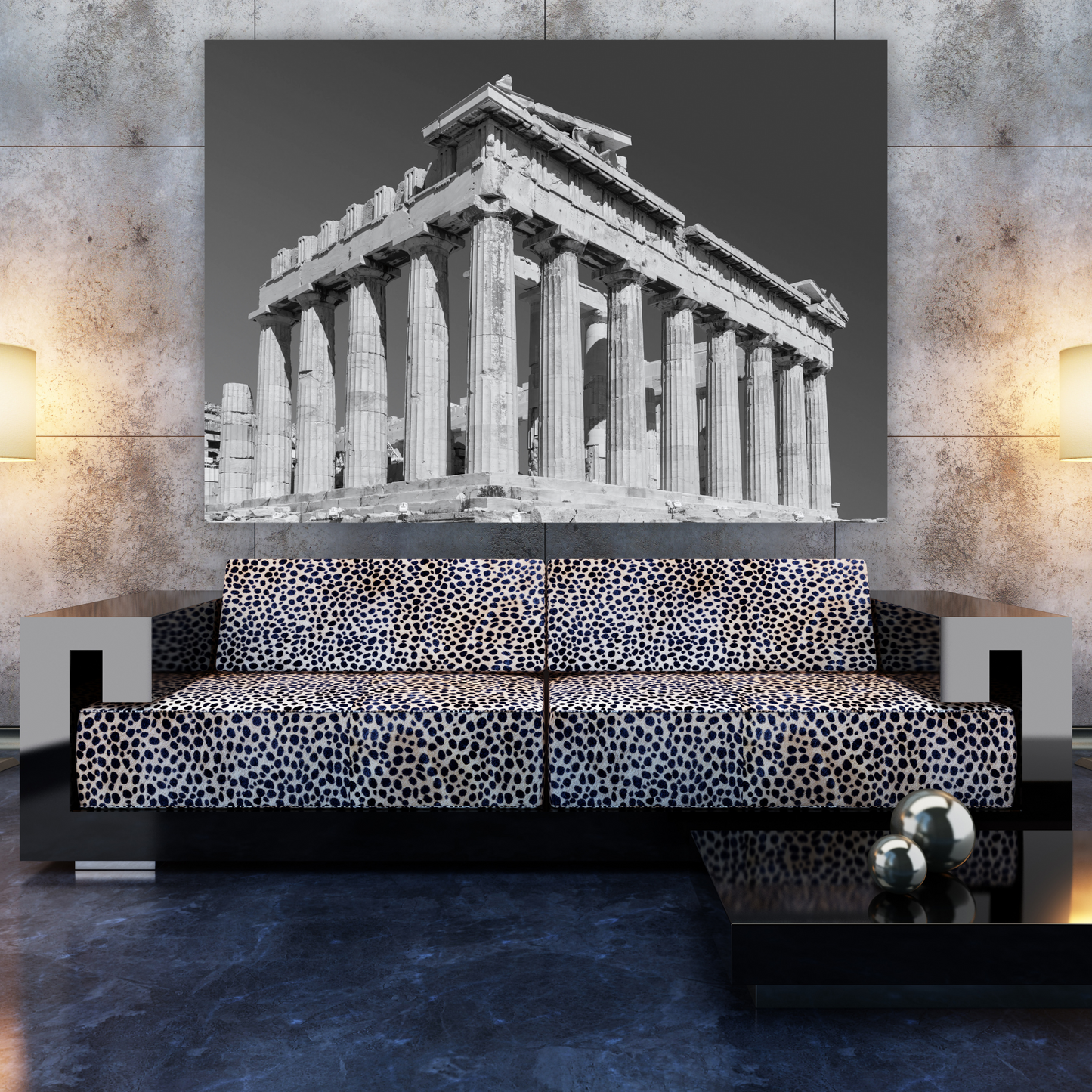 The Acropolis (Black & White) Wall Art Canvas Print