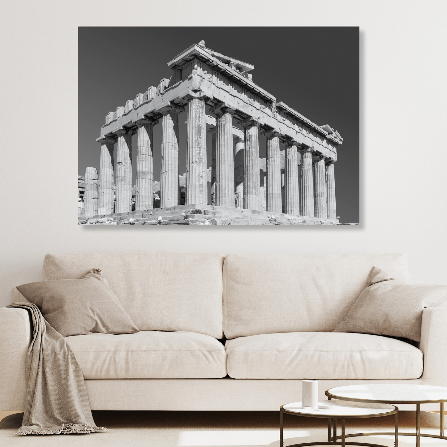 The Acropolis (Black & White) Wall Art Canvas Print