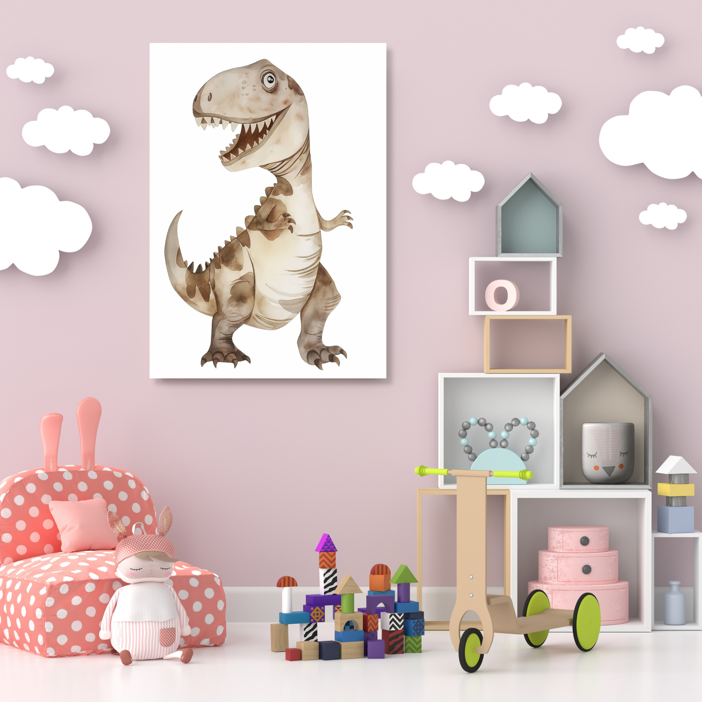 Tony T-Rex Dinosaur Canvas Wall Art Print