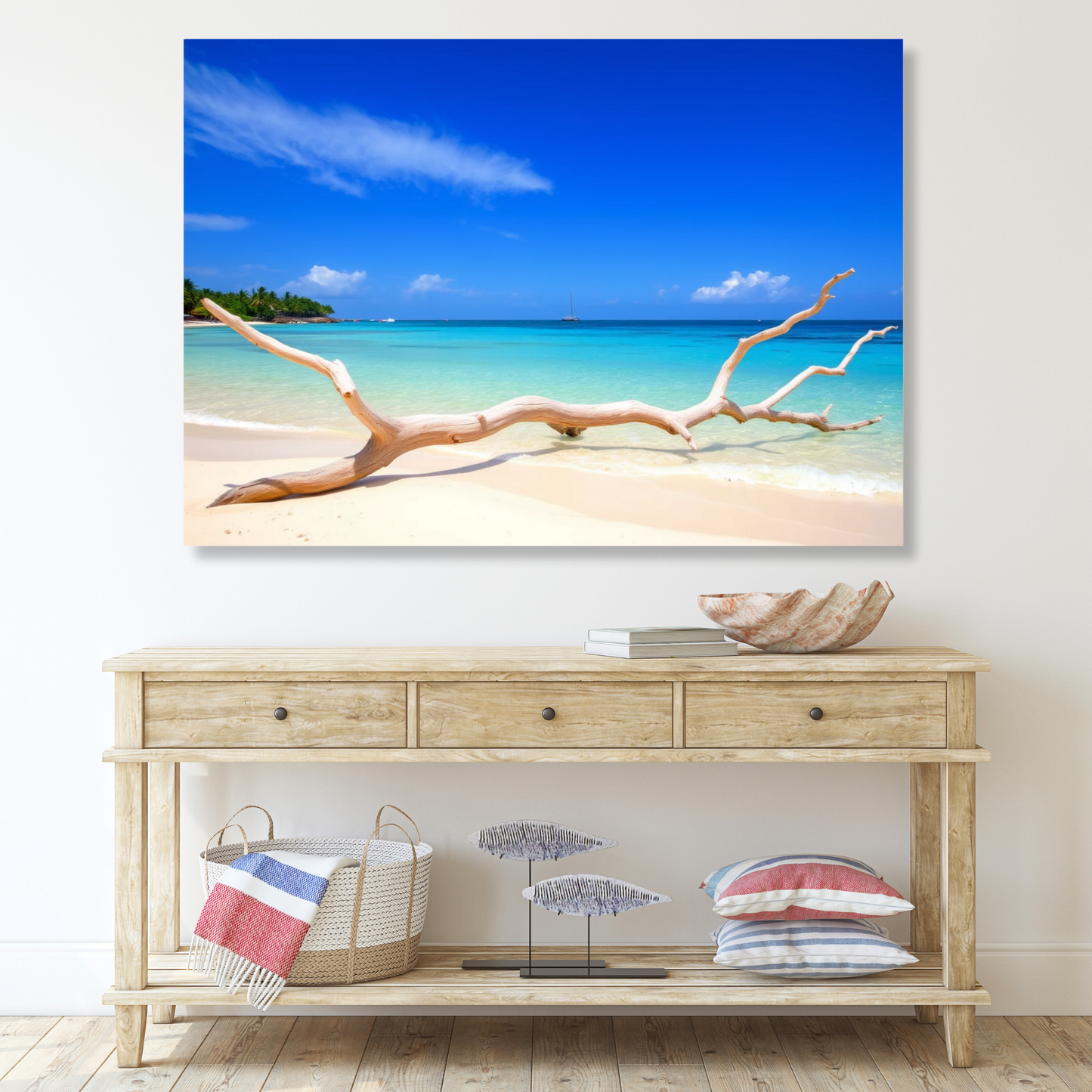 Turquoise Driftwood Wall Art Canvas Print