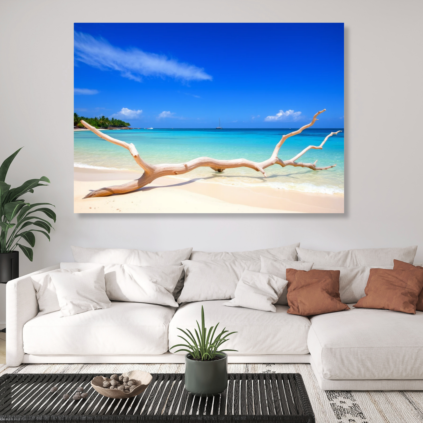 Turquoise Driftwood Wall Art Canvas Print