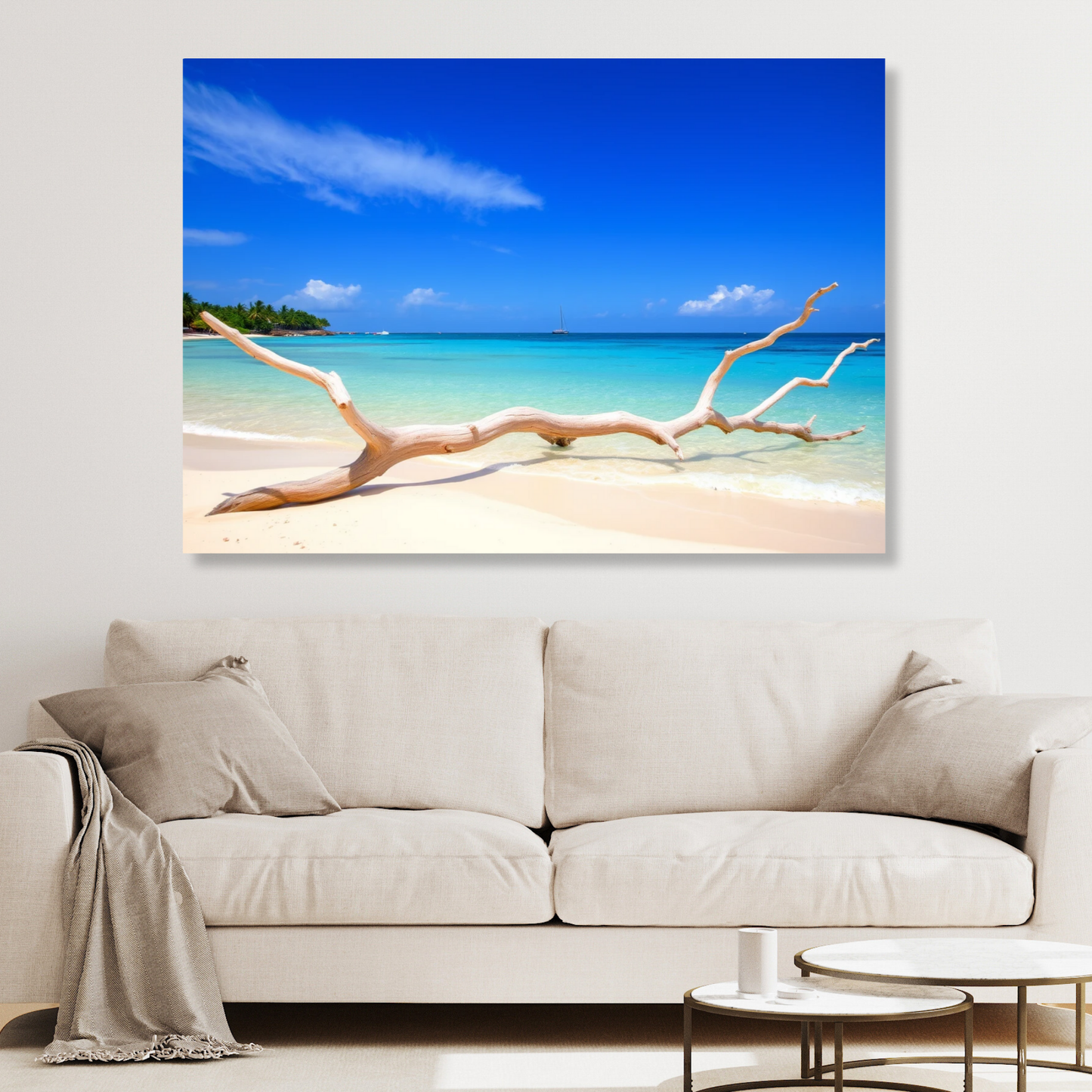 Turquoise Driftwood Wall Art Canvas Print