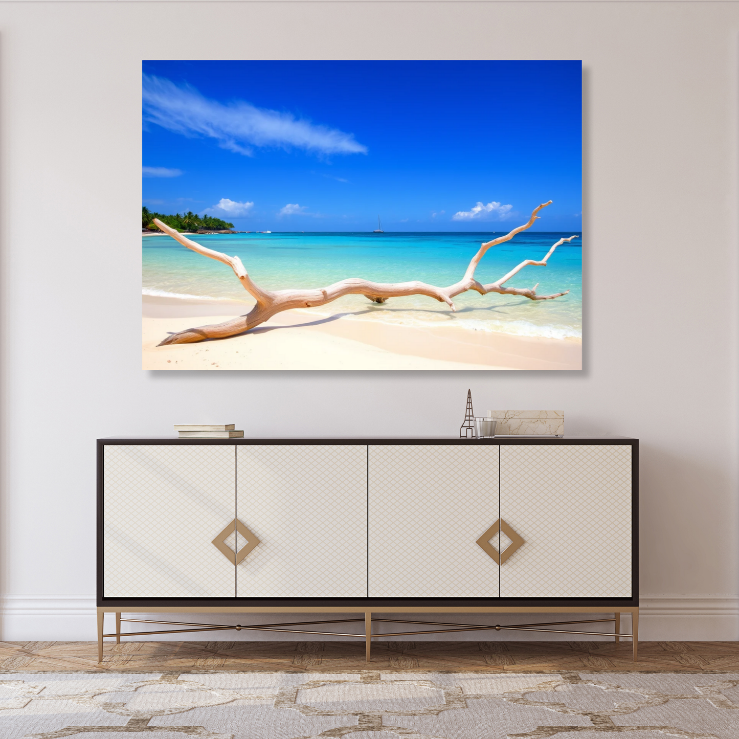 Turquoise Driftwood Wall Art Canvas Print