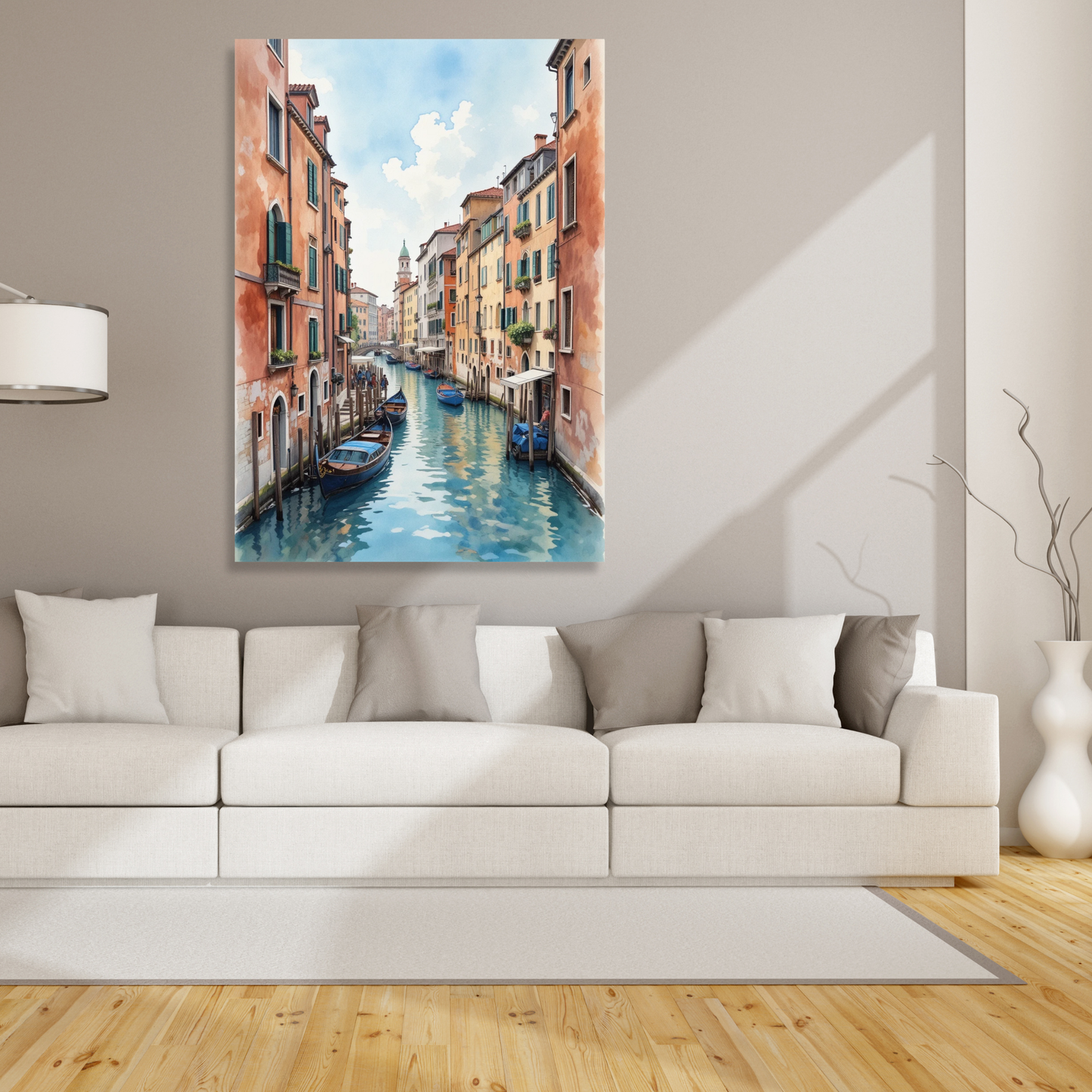 Venice Canals Italy Watercolour Wall Art Canvas Print