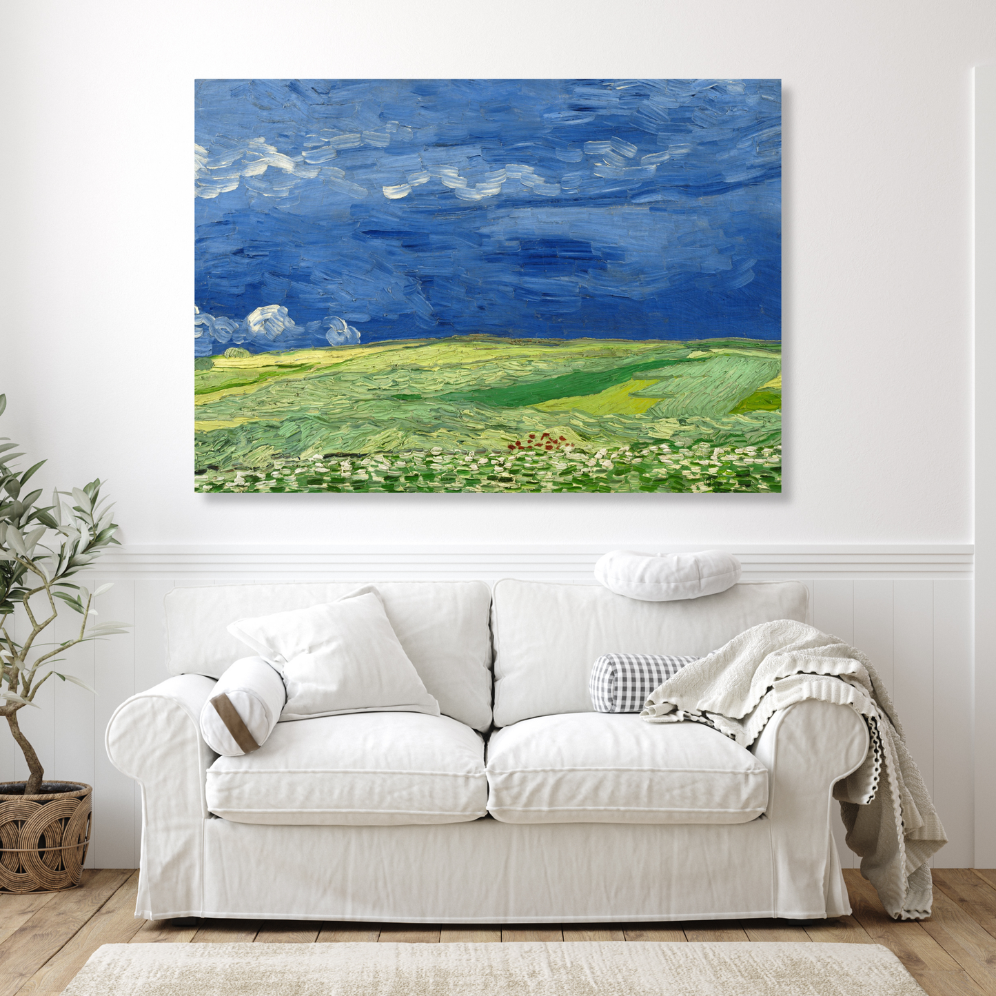 Vincent Van Gogh - Wheatfield Under Thunderclouds Wall Art Canvas Print