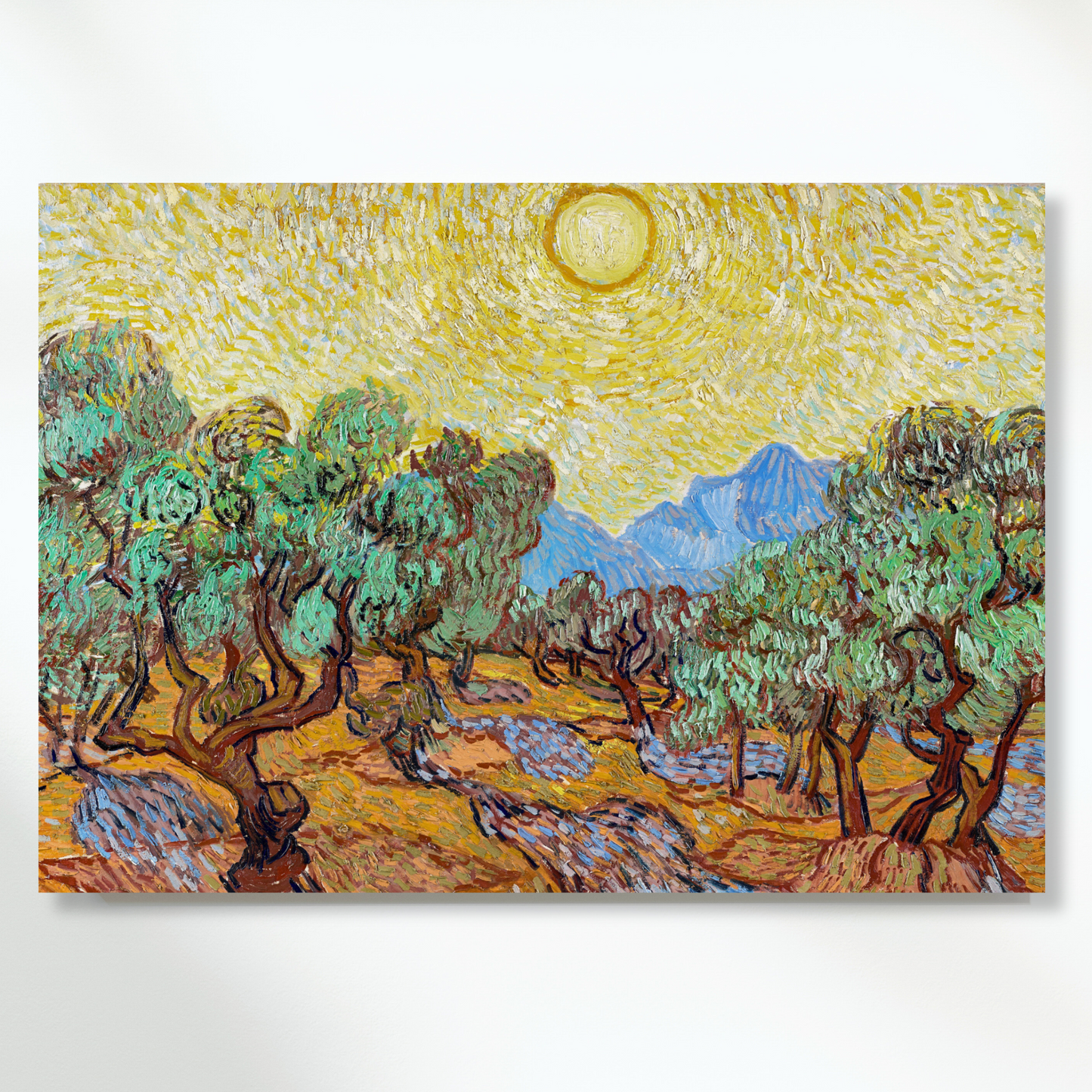 Vincent Van Gogh - Olive Trees With Yellow Sky And Sun Wall Art Canvas Print