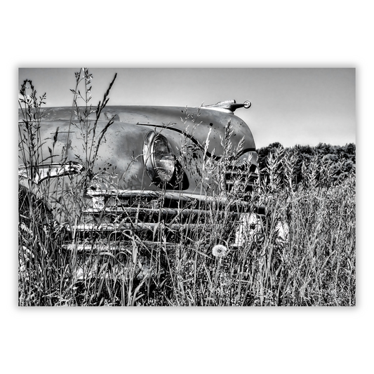 Vintage Car In A Field Wall Art Canvas Print