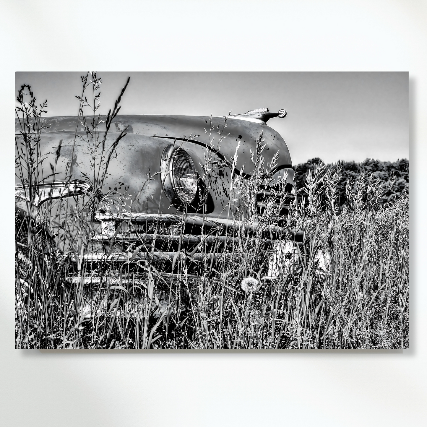 Vintage Car In A Field Wall Art Canvas Print