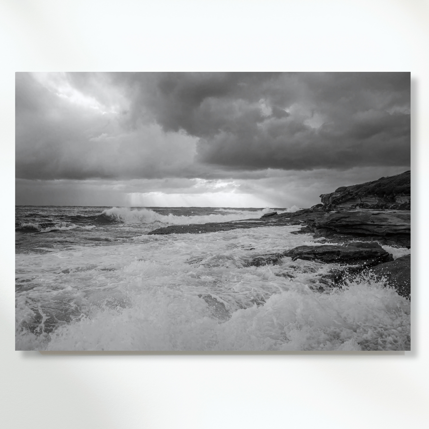 Waves Over The Rocks Wall Art Canvas Print