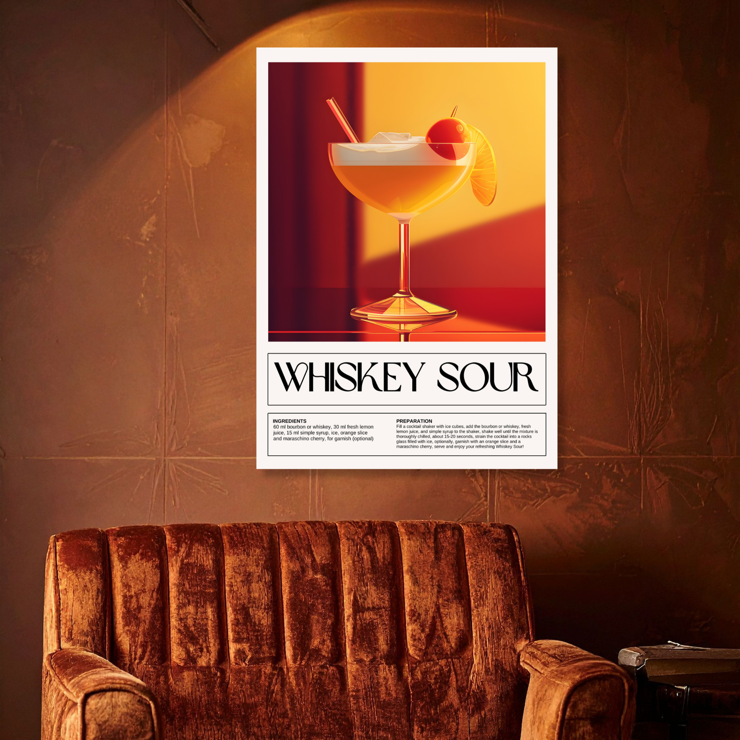 Whiskey Sour Cocktail Wall Art Canvas Print