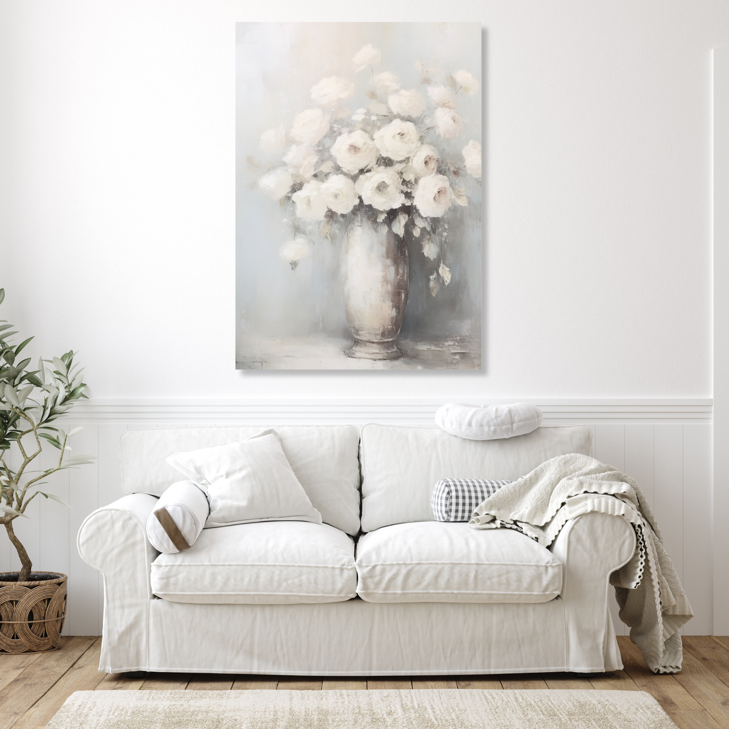 White Roses Wall Art Canvas Print
