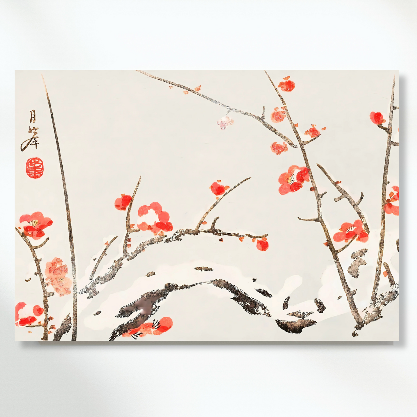 Yamaoka Geppō - Flowering Plums In Snow Wall Art Canvas Print
