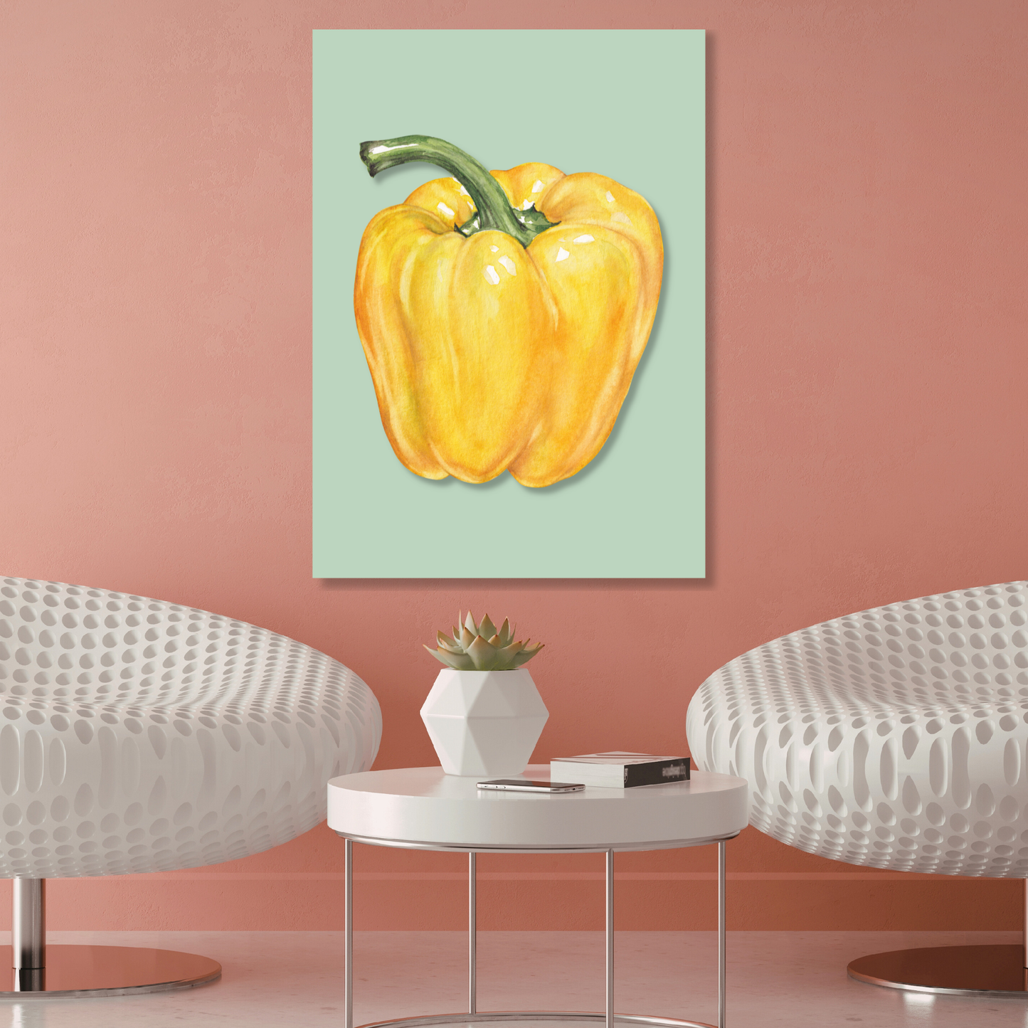 Yellow Capsicum Pepper Wall Art Canvas Print