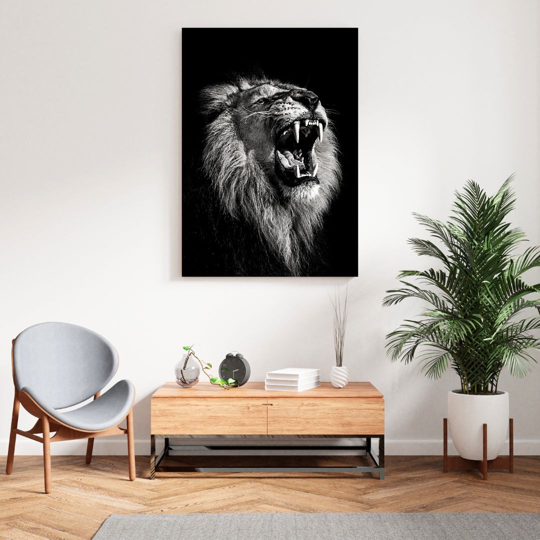 African Safari Lions Roar Wall Art Canvas Print