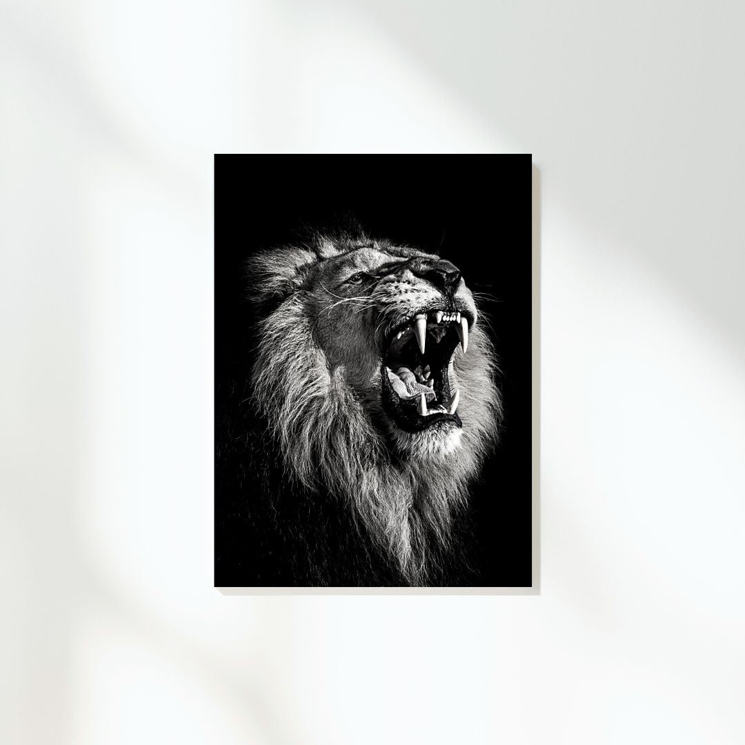 African Safari Lions Roar Wall Art Canvas Print