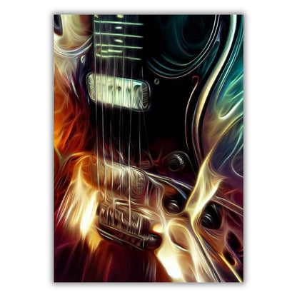 Guitar On Fire Wall Art Canvas Print