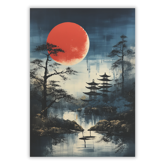 A Japanese Moon Wall Art Canvas Print