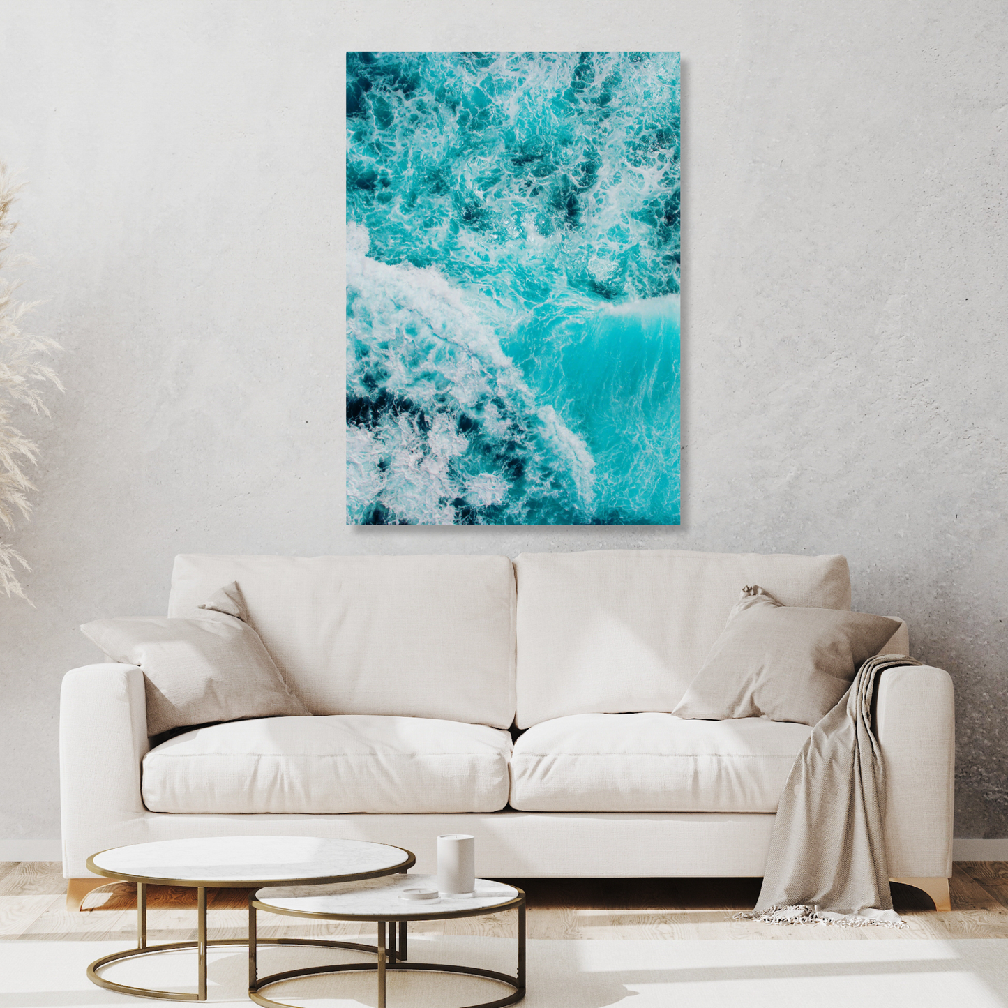 Aerial Ocean Waves Wall Art Canvas Print