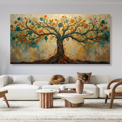 Tree of Life Autumn Aesthetics Panoramic Wall Art Canvas Print