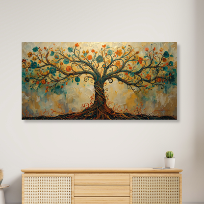 Tree of Life Autumn Aesthetics Panoramic Wall Art Canvas Print