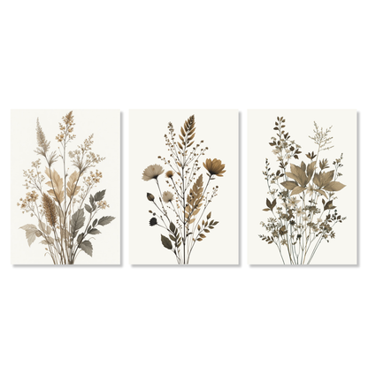 Aesthetic Botanicals Set of 3 Wall Art Canvas Prints