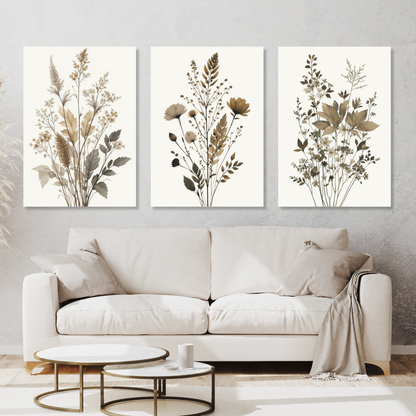 Aesthetic Botanicals Set of 3 Wall Art Canvas Prints