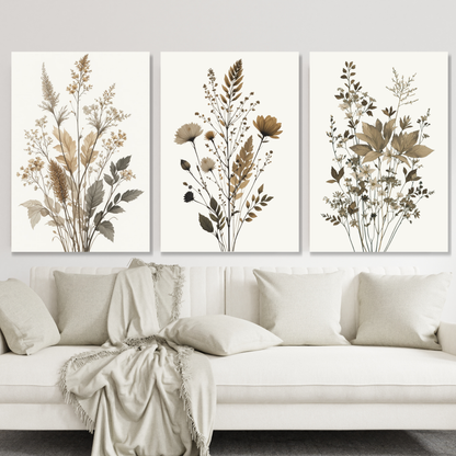 Aesthetic Botanicals Set of 3 Wall Art Canvas Prints