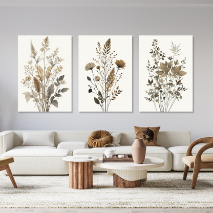 Aesthetic Botanicals Set of 3 Wall Art Canvas Prints
