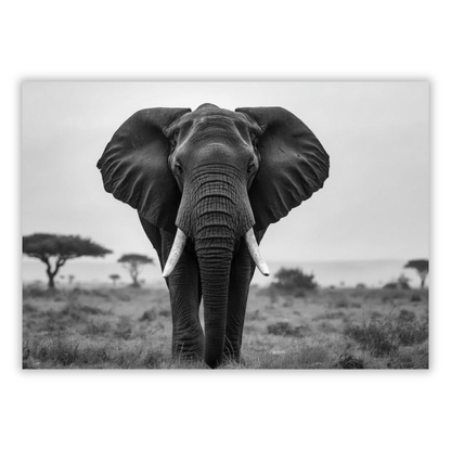 Black & White African Elephant Wall Art Canvas Print