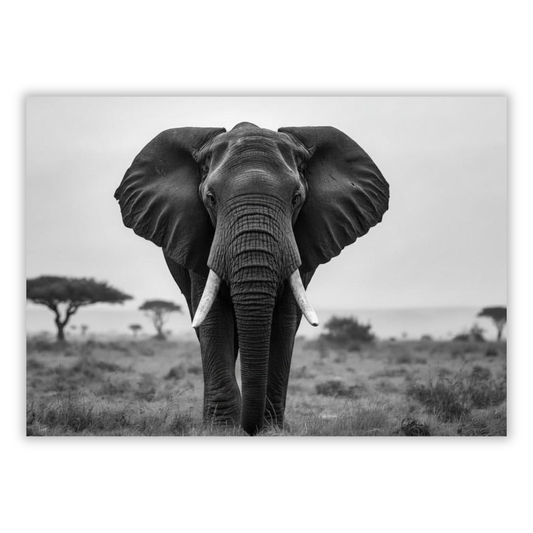 Black & White African Elephant Wall Art Canvas Print