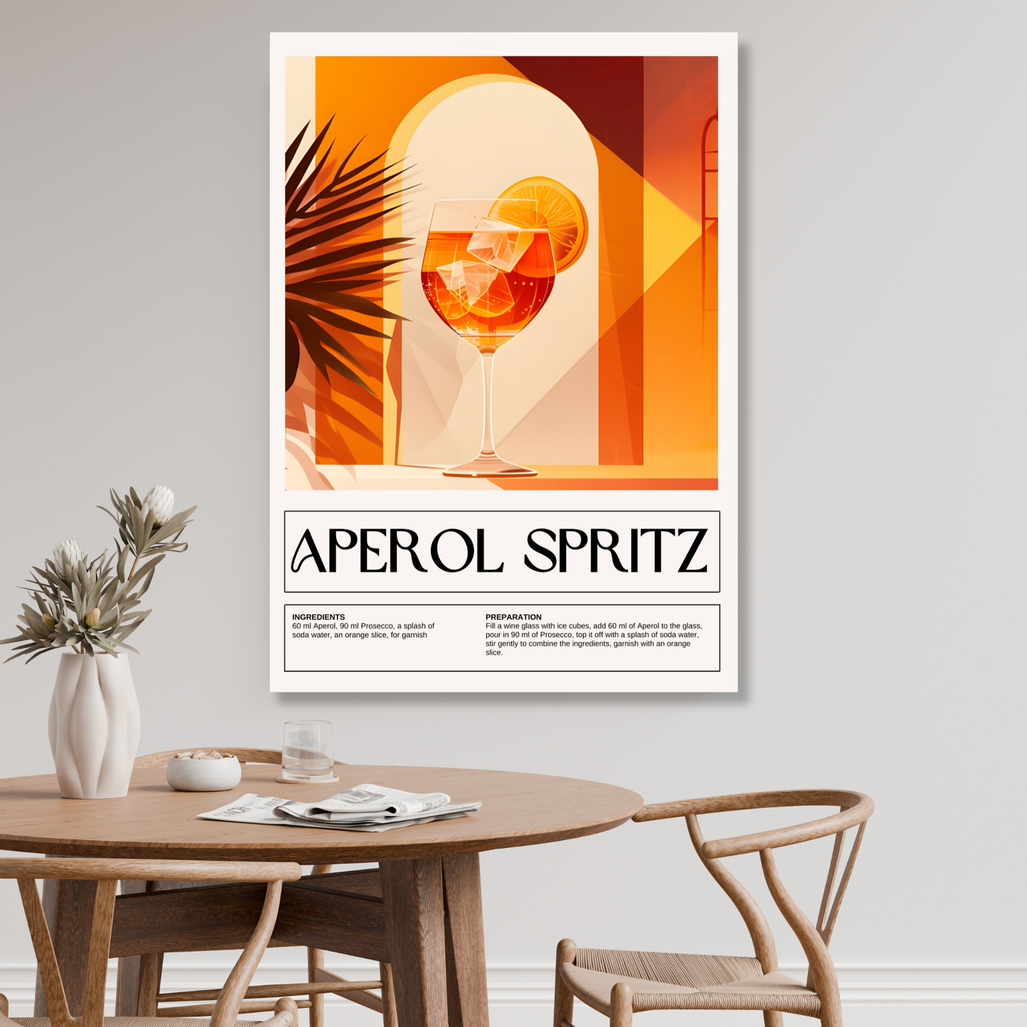 Aperol Spritz Cocktail Wall Art Canvas Print